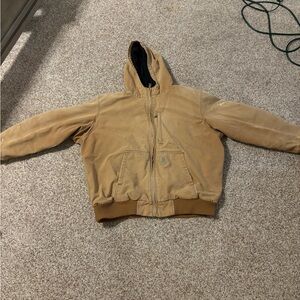 Carhartt Tan Hooded Work Jacket Durable Canvas